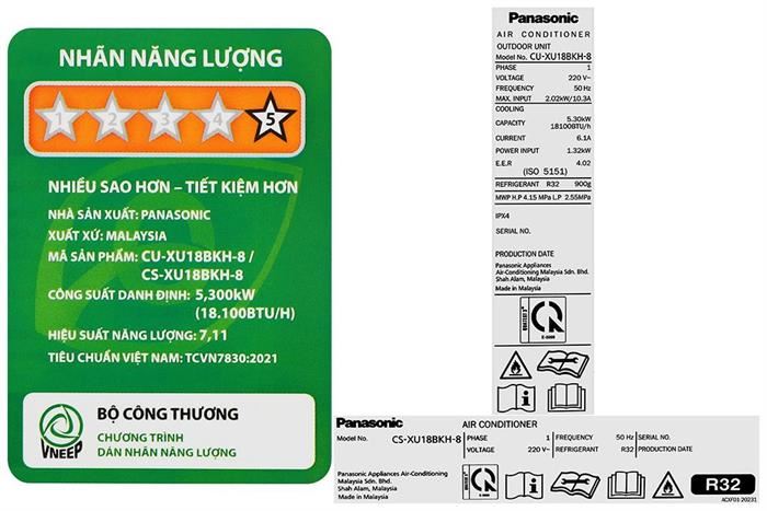 Điều Hoà Panasonic Inverter 18.000 BTU 1 Chiều CU/CS-XU18BKH-8 - Model 2025